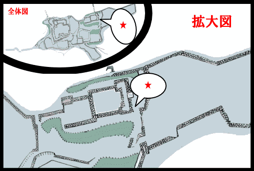 洲本城　みどころ地図　洲本城で最も古い石垣